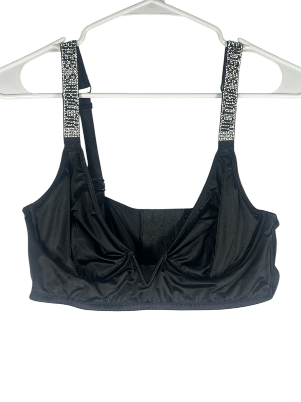 Victoria’s Secret Satin Plunge Bling Stud Sparkle Traps Bralette/Bra Large